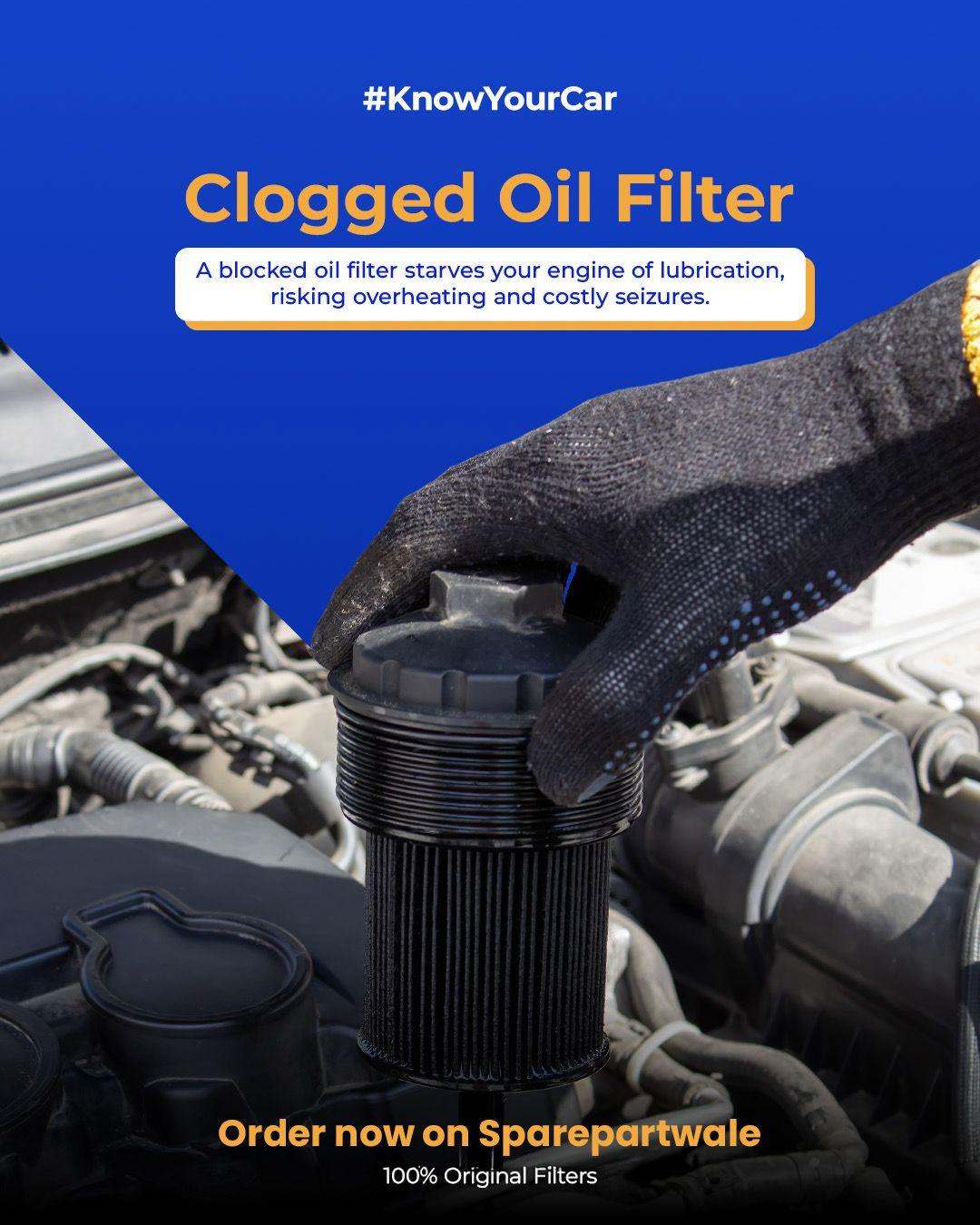 Comparison of clean vs clogged oil filter showing engine protection